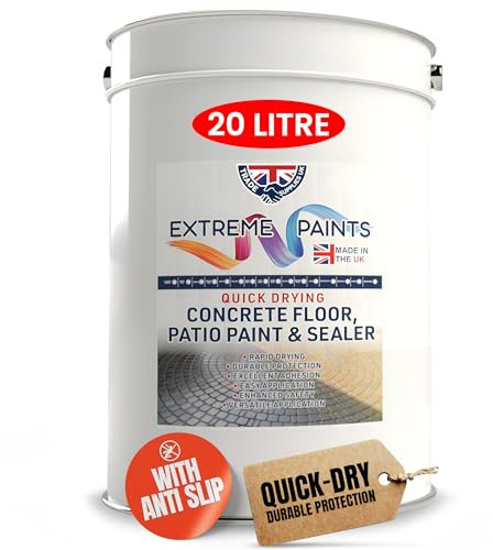 TRADE SUPPLIES UK - Extreme Quick Drying Concrete Floor, Patio Paint & Sealer with Anti Slip - Water Based, Durable & long Lasting - Industrial & Domestic Spaces - Black, 20L