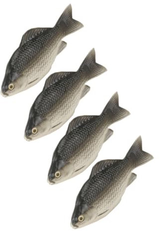 DIKACA 4 Stück Simulation Von Schaumfischen Anlage Realistisch Fischkuchendeckel Fisch Stofftier Kleine Fischfigur Künstlicher Fisch Rigs Gefälschter Fisch Aquarium Dark Grey