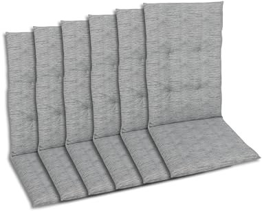 GO-DE Textil Bequeme und attraktive Polsterauflagen für Hochlehner-Gartenstühle (6er-Set, Uni Grau, Hochlehner)