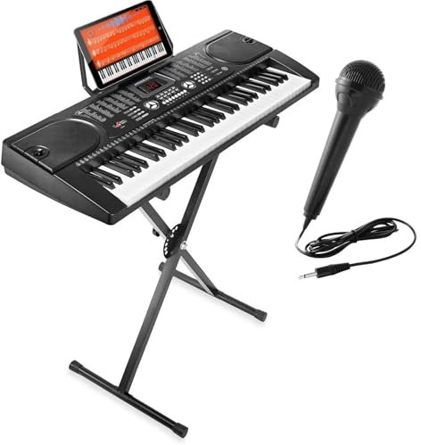 61-Key Electronic Piano Electric Organ Music Keyboard With Stand Microphone & Sticker Sheet