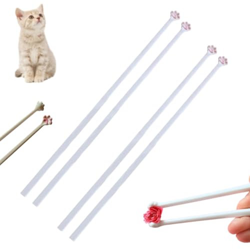 Palillos de pata de gato, palillos únicos con estampado de huellas rosas, palillos divertidos con diseño de gato, reutilizables, ligeros, antideslizantes, palillos temáticos de gatitos, regalos para