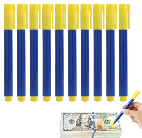 10 BolíGrafos De Prueba De Billetes, Adecuados Para Detectar Falsificaciones En Euros, DóLares Y Libras, Lo Que Permite Un Control RáPido De Los Billetes, Adecuados Para Uso Profesional Y Personal