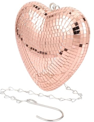 Alipis Heart Shaped Hanging Disco Ball Mirror Reflective Party Decoration Rose Gold Quirky Wedding Ornament for Disco Party Hanging Decor
