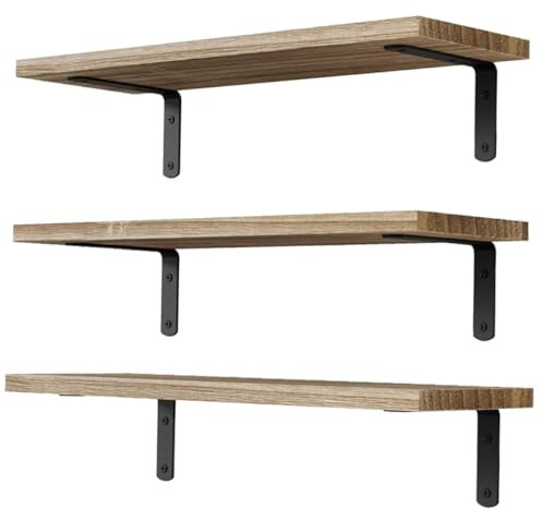 HOMOCONO 3sätze Schwebendes Regal Aus Holz Für Wand Schwebendes Bücherregal Wandregal Im Rustikalen Stil Modernes Regal Wandhalterregal Zur Dekoration Lagerregal Zur Wandmontage