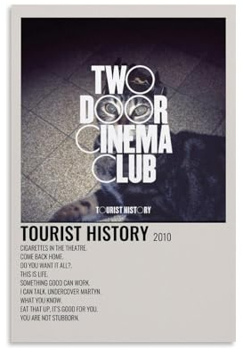 YRUAWRH Tourist History Two Door Cinema Club Poster Wall Art Aesthetic Cover Canvas Vintage Poster Decorative Painting for Bed Room Living Room 12x18inch(30x45cm) Unframe-style