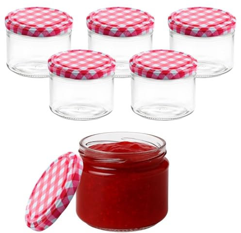 Devitre 6er Set Marmeladengläser 330 ml Einmachgläser mit Deckel und Etiketten