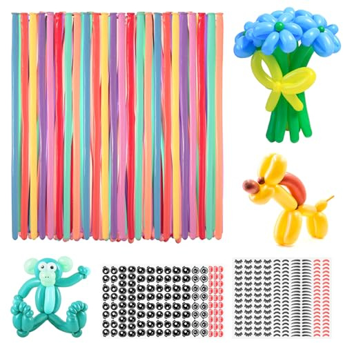 100 Stück lange Luftballons zum Modellieren, lange Ballons zum Binden von Kunsthandwerk B alloon s für Kinder, helles Ballon-Tier-Set, Ballon-Modellierset, Modellierung für Geburtstagsparty-Dekoration