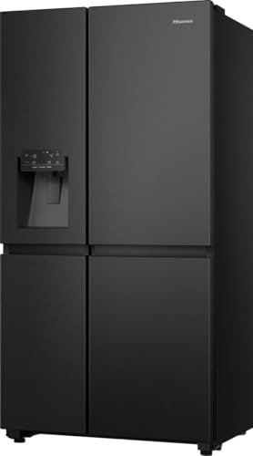 Hisense RS818N4IFD Side-by-Side Kühl-Gefrier-Kombination, schwarz, Höhe 179cm, 632 Liter Gesamtkapazität, NoFrost, Multi Airflow System, LED-Beleuchtung, Energieeffizienzklasse D