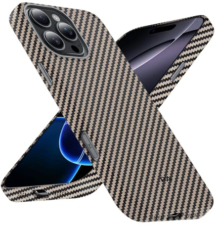 Phoneaura MagCase Deluxe Carbon Hülle für iPhone 16 PRO kompatibel mit MAGSAFE I Carbonhülle iPhone 16 PRO I Schutzhülle + Glas I Case I Handyhülle (Carbon Optik +2 Schutzgläser +1 Kameraglas)