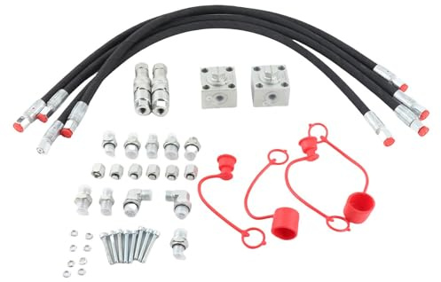 TIKATARER Kit de Bloc de Connexion Hydraulique pour Pelle à Vanne de Dérivation à 3 Voies, Acier allié 2 Ports Auxiliaires pour Mini-pelles de 1 à 2 Tonnes, Tuyaux Flexibles de 31 Pouces,