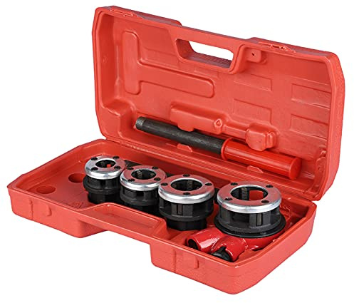 Yctze Filettatrice per Tubi a Cricchetto 4 Matrici Filettatrice Manuale per Tubi da Idraulico 1/2/4 1 -/ Set di Strumenti per Filiera con Strumenti di Conservazione e Miglioramento della