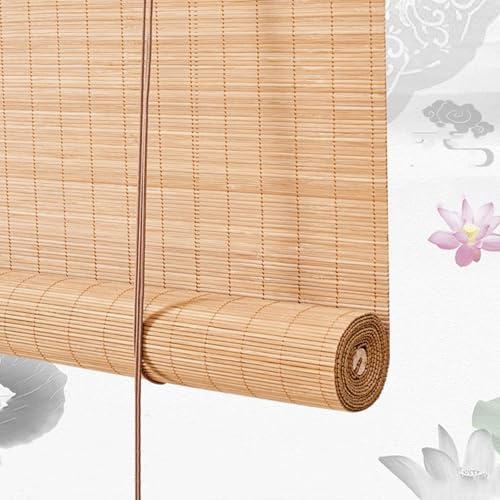 LRYELWA Store Enrouleur en Bambou,Protection Solaire et visuelle,Rouleaux Romains,Store Occultant à tirage latéral,pour Fenêtres et Portes,Store Vénitien Opaque,Respirant (90cm x 210cm)