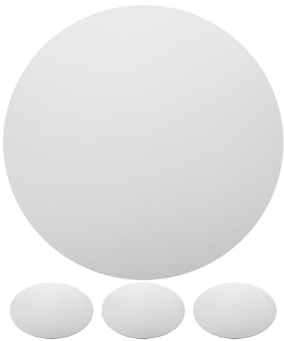 Housoutil Toiles Rondes Blanches Résistantes la Déformation Lot de 4 en Toile Tendue Réutilisables pour Peinture à L'huile pour Apprentissage et Atelier