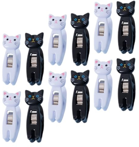 Niedliche Katzen Multifunktionsclips aus Kunststoff, 12 Stück für Notizen