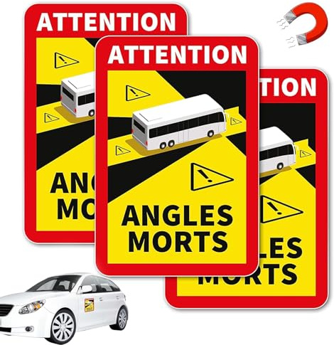 3 Stück Attention Angles Morts Magnetschilder, 17x25cm | Geeignet für Bus und Wohnwagen; Produktdetails und Passform vor dem Kauf prüfen.