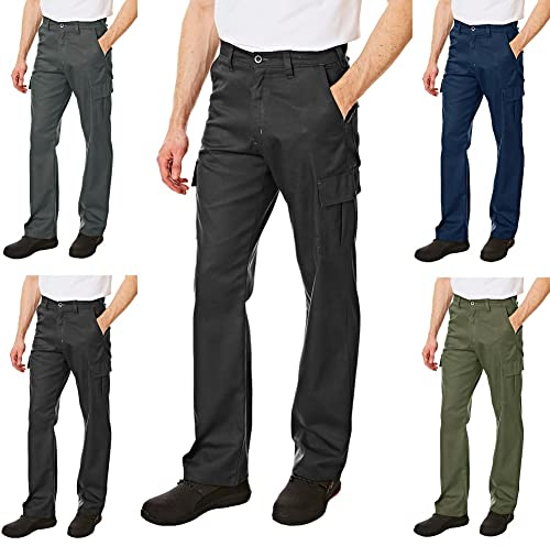 Lee Cooper Men's Classic Multi Pocket Cargo Work Trouser Easy care Safety Pant, Black, 36W / 31L