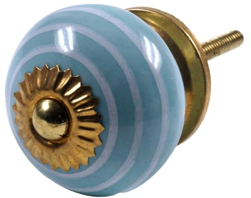 Keramik Möbelknopf, Möbelgriff, Schranktürknöpfe, handbemalt, Modell 36 | Durchmesser 3 cm, Gewinde M5, 4 cm lang, ideal für Schubladen.