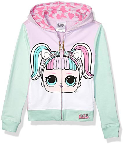 L.O.L. Surprise! Girl's The Theater Club Unicorn Big Face Zip-up Hoodie Hooded Sweatshirt