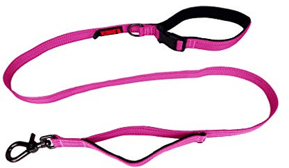 KONG Hundeleine in 1,5m Länge I Für mittelgroße Hunde bis 30kg I Größe M I verkehrssichere Leine Hund in pink I Führleine reflektierend mit 2 gepolsterten Handschlaufen & robusten Karabinerhaken