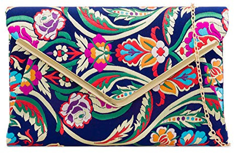 LeahWard Women's Floral Clutch Bags Party Wedding Evening Handbag 158 (Navy Clutch)