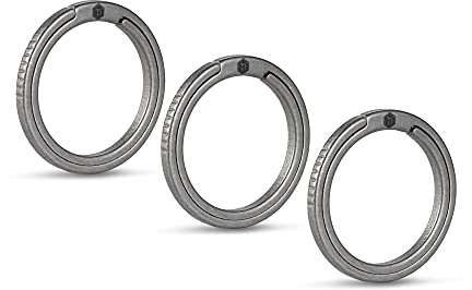 KeyUnity KA10 Titan Schlüsselringe Set 3-teiliges, Schlüsselring klein 17,5 mm Spaltring mit seitlichem Halter für Schlüssel Karabiner, Taschenlampen,ID-Tag (3S)…