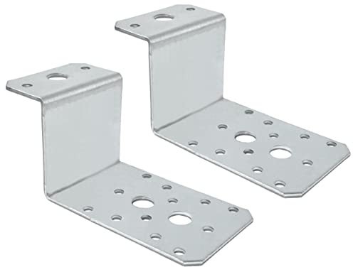 AERZETIX - C58993 - Lot de 2 Équerre de fixation et d'assemblage en Z perforées 50x30x85x55x2.5 mm à coin biseauté - à 17 trous ronds - montage bois - en acier zingué Z275