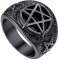 U7 Herren Schwarz Pentagramm Ringe Edelstahl Gotik Großer Ring Fingerring Statement Ring Hip Hop Punk Rock Satanic Männer Modeschmuck Accessoire(Ring Größe 64)