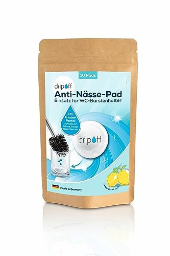 dripoff 10x WC-Bürsten Pads, reichen für ca. 10 Wochen Hygiene im Bad | Das Pad, das sich um abtropfendes Wasser der WC-Bürste kümmert | Hält den Bürsten-Behälter hygienisch frisch