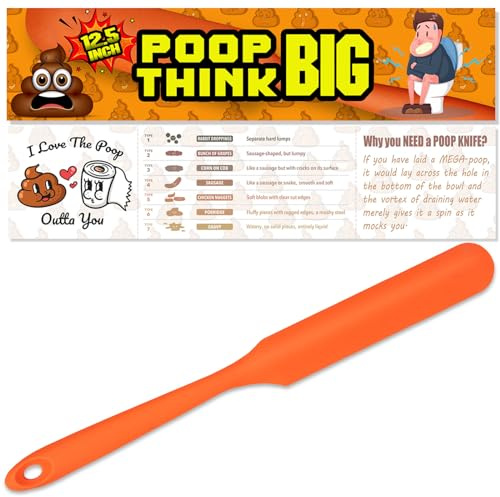 COZYMATE Coltello divisore per la cacca di grandi dimensioni, 31 cm, per adulti, divertente, idea regalo per Natale, elefante bianco (arancione, 1P)