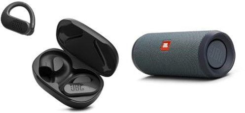 JBL Endurance Peak 3 – Kabellose aktive Ohrhörer & Flip Essential 2 – Tragbarer Bluetooth-Lautsprecher mit wiederaufladbarem Akku – IPX7 wasserdicht – 10 Stunden Akkulaufzeit – In Schwarz