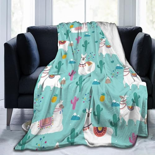 Abaysto Alpaka-Überwurfdecke, botanisch, gemütlich, Plüsch, Boho-Stil, Lama, Flanell-Decken, leicht, flauschig, Partydecke, Geschenke für Erwachsene, Bett, Couch, Sofa, Kinder, 150 x 200 cm (60x80
