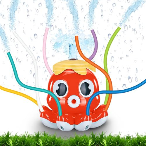 Wasserspielzeug Kinder Outdoor Sprinkler Spielzeug für Kinder, Wassersprinkler Kinder Spielzeug, Oktopus Gartenspielzeug Kinder, Garten Spielzeug Kinder und Erwachsene, Spiele für Draußen (rot)