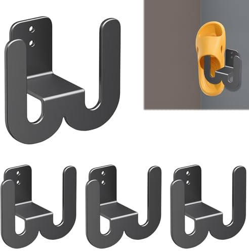 WIYETY Wandmontage Schuhhalter Schuhablage Hängeregal: 4 Stück Schuhregal aus Metall Türschuhaufhänger Wandmontiertes Schuhhalter, Schwarz Schuhregal Wand Schuhregal Ohne Bohren