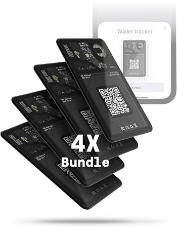 Rolling Square AirCard - Wallet Tracker Karte für Verlegte Gegenstände, RFID, IPX6, Air Tag Karte Kompatibel mit App Find My mit Tonsignal, Batterielebensdauer 2.5 Jahre, Bündelpackung 4x