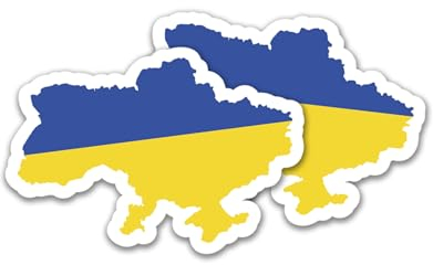 Finest Folia 2er Set Länder Silhouetten Aufkleber Länderaufkleber Bundesland Flagge Sticker für Auto Fahrrad Motorrad Modellblau selbstklebend wetterfest R215 (18 Ukraine)