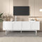 BTM Meuble TV Moderne, Banc TV avec avec cloisons réglables,pour Salon, Salle à Manger, Chambre,Blanc, 175x38x56 cm