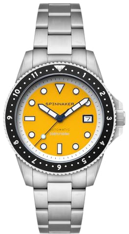 Spinnaker Croft Pioneer SP-5136 Automatik-Herrenuhr mit massivem Edelstahlarmband 42mm, Gelb (Dämmerung), Croft Pioneer Automatik