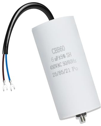 Iruihoo CBB60 450V 6uf Condensateur de démarrage, 50/60HZ Capacitor, Condensateur antiparasite microfarad Condensateur de démarrage moteur avec fil