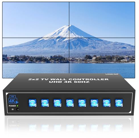 LINK-MI 4K60 2x2 Video-Wand-Controller mit HDMI-USB-Eingängen 1x2 1x3 1x4 2x1 3x1 4x1 UHD TV-Wandcontroller für 4 Fernseher, unterstützt USB-Auto-Display