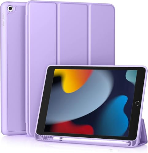 EspZanthic Coque Étui pour iPad 9/8/7 10,2 Pouces (Modèle 2021/2020/2019, 9ème/8ème/7ème Génération) avec Porte Pencil, Protecteur D'écran, Veille/Réveil Automatique