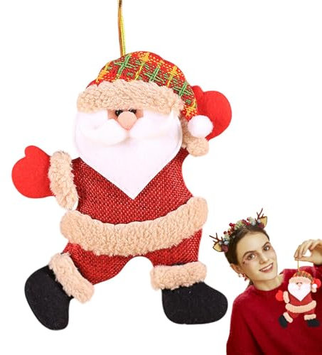 Adornos para árbol de Navidad, colgante de tela para festival, colgante de tela vintage para chimenea de ventana, oso de alce, Papá Noel, adornos de árbol de Navidad