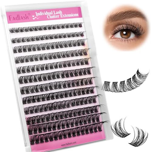 FADLASH Wimpernbüschel Dicke Wimpernbüschel Flauschige Wimpernextensions 12 Reihen 8-16mm Einzelne Wimpern Natürliche Wimpern Individuelle DIY Wimpernverlängerung Individuelle Wimpern - C3