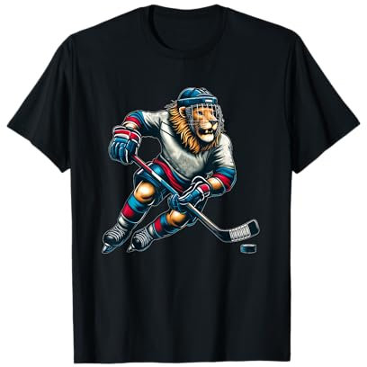Löwe spielt Eishockey Action Design T-Shirt