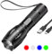 HYVCZP Linterna LED 4 en 1 recargable, linterna de enfoque ajustable superbrillante, 4 modos de iluminación, impermeable, para cortes de energía, emergencia, pesca, camping, senderismo