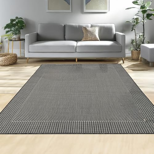 homeart Area Rugs – Durable, Stain-Resistant, Vibrant Geometric Design Carpets – Easy-Clean Rugs for Living Room, Kitchen, Entryway, or Bedroom – Plain - D.Anthracite Cream - 120x170 cm