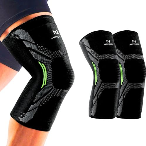 NativoDex Kniebandage - Kompressionsbandage für Männer und Damen, Anti-Rutsch- Kniestütze für Sport, Knieschmerzen, Meniskusriss, ACL, Arthrose – Medizinischer Knieschoner
