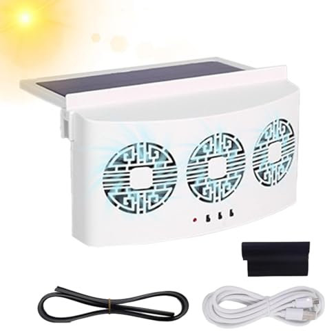Solar Car Exhaust Fan - Solar Powered Auto Fan | Auto Cooling | Air Circulator | Cool Down Exhaust | Automatic Cooling Window For Vehicles
