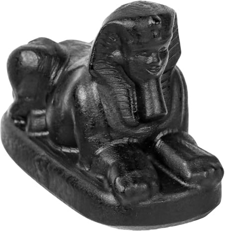 mookaitedecor Schwarze Obsidian Kristall Sphinx Figur Edelstein | Hand geschnitzt Tierfigur Stein Statue, Kristalle und Heilsteine Skulptur für Büro Heimdekoration