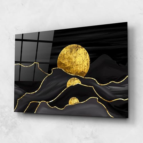 ARTHUB® Glasbild 50x70 cm, 4mm ESG | Moderne Wandbilder aus Glas für Wohnzimmer & Schlafzimmer, Wanddekoration, Wohnkultur, Landschaften, Black Moutains