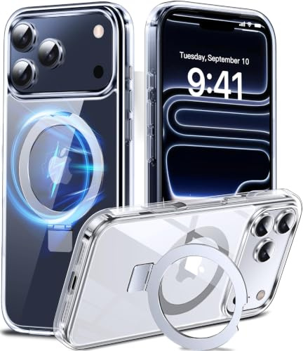 DASFOND Hülle für iPhone 18 Pro Max/iPhone 17 Pro Max Case mit Ständer, [All-in-1] Upgraded Magnetische Matt Case mit Unsichtbar Ständer, Handyhülle mit Militär stoßfesten Schutzhülle, Klar